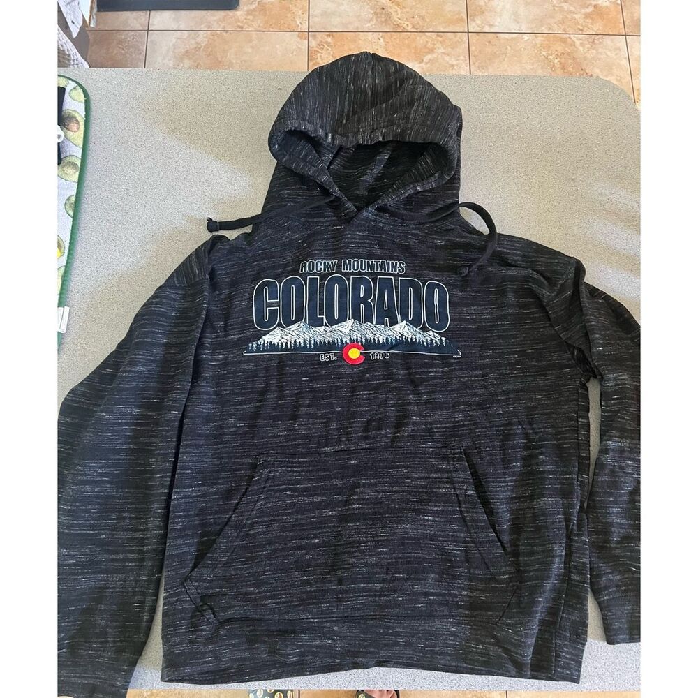 Colorado Rocky Mountains pullover hoodie hooded sweatshirt heathered black M